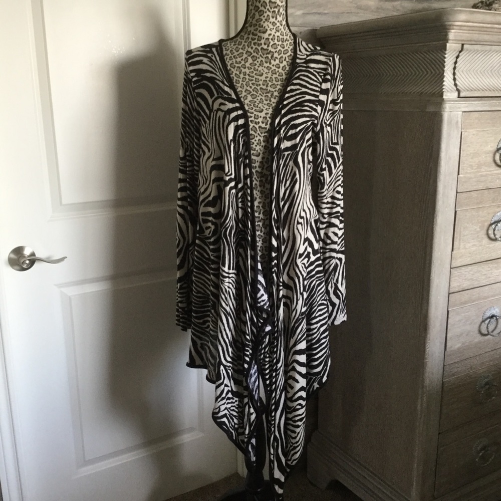Zebra Print Waterfall Cardigan